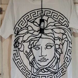 Versace White T-Shirt with Black Medusa Design